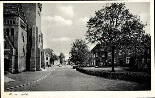 Ak Marne in Holstein, Partie im Ort, Strassenansicht