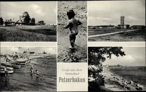 Ak Pelzerhaken Neustadt in Holstein, Blick auf den Strand, Nackidei, Kleinkind