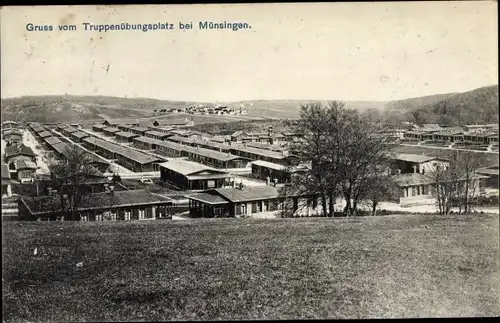 Ak Münsingen in Württemberg, Truppenübungsplatz, Baracken