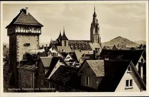 Ak Reutlingen in Württemberg, Gartentor, Marienkirche