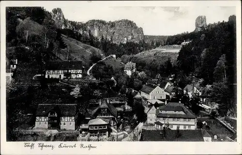 Ak Rathen an der Elbe Sächsische Schweiz, Teilansicht, Vogelschau
