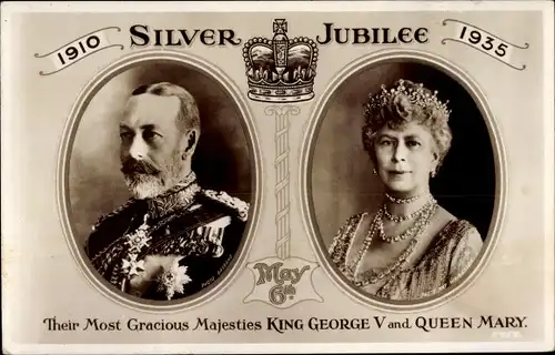 Ak King George V, Queen Mary, Silver Jubilee 1935, Adel Großbritannien, Portrait