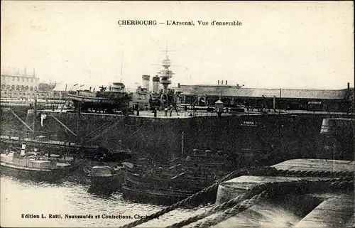 Ak Cherbourg Manche, L'Arsenal, Vue d'ensemble