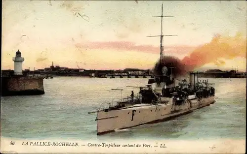 Ak La Pallice Rochelle Charente Maritime, Contre Torpilleur sortant du Port