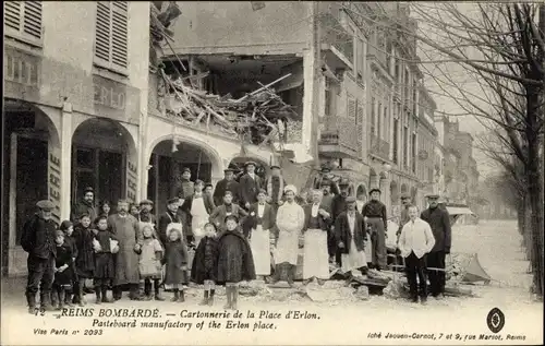 Ak Reims Marne, Bombarde, Cartonnerie de la Place d'Erlon