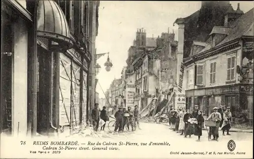 Ak Reims Marne, Bombarde, Rue du Cadran Saint Pierre