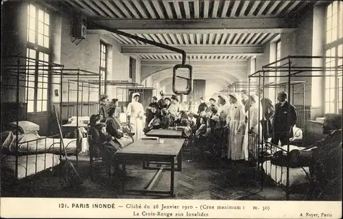 Ak Paris Inonde, Cliche 1910, La Croix Rouge aux Invalides