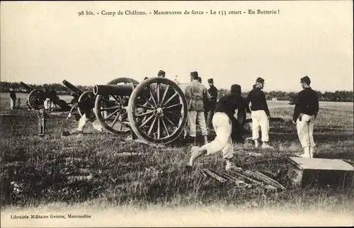 Ak Camp de Chalons Camp de Mourmelon Marne, Manoeuvres de force, Le 155 court