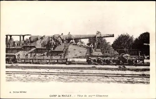 Ak Mailly-le-Camp Aube, Piece de 305 mm Glissement