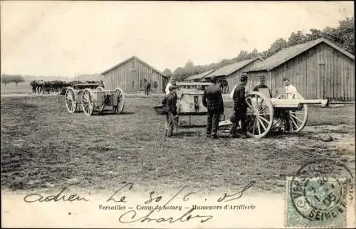 Ak Versailles Yvelines, Camp de Satoey, Manoeuvre d'Artillerie