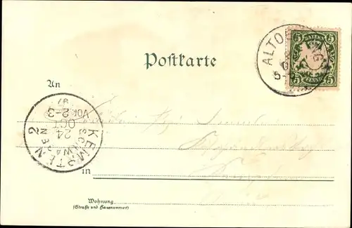 Litho Altötting in Oberbayern, Hotel Post, Kapellenplatz, Postgartl