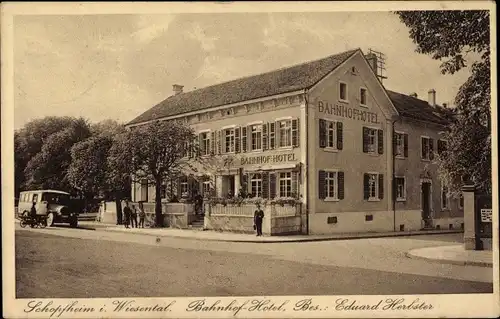 Ak Schopfheim in Baden, Bahnhof-Hotel