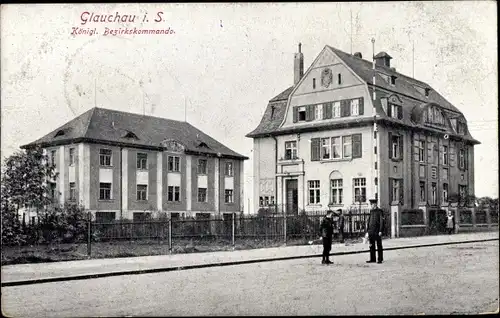 Ak Glauchau in Sachsen, Blick auf das Kgl. Bezirkskommando