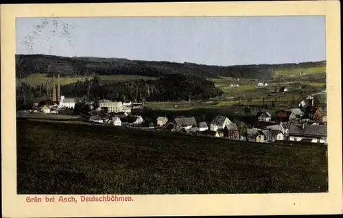 Ak Doubrava Grün Aš Asch Region Karlsbad, Blick auf den Ort