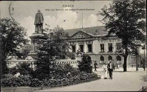 Ak Poznań Posen, Museum, Kaiser Friedrich Denkmal