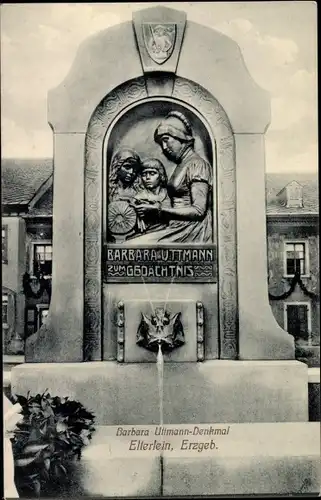 Ak Elterlein im Erzgebirge, Barbara Uttmann Denkmal