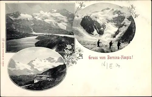 Ak Kanton Graubünden, Bernina Hospiz, Gebirgspartie, Bergsteiger