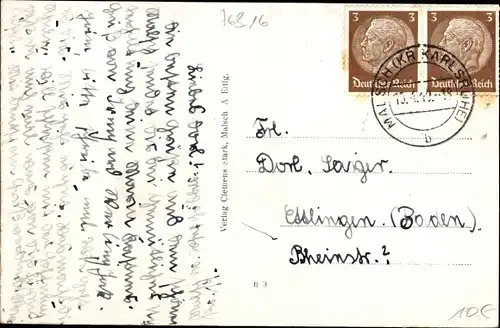 Ak Malsch in Baden, Blick vom Postgebäude