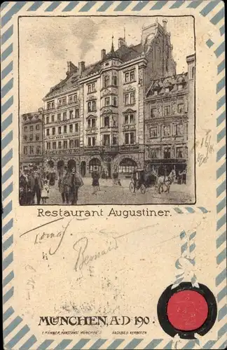 Litho München Bayern, Restaurant Augustiner