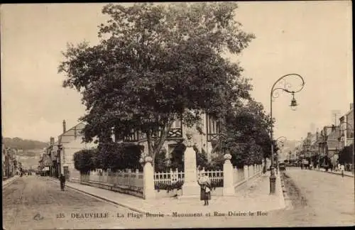 Ak Deauville Calvados, La Plage de Fleurie, Monument, Rue Desire le Hoc