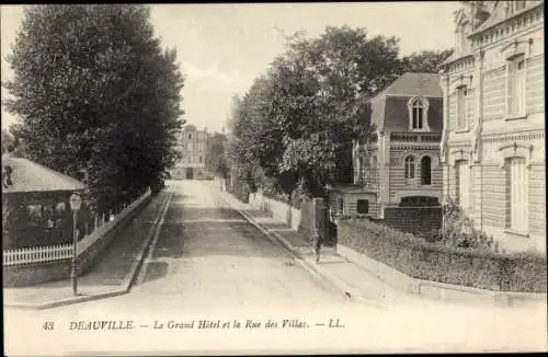 Ak Deauville Calvados, Le Grand Hotel, Rue des Villas