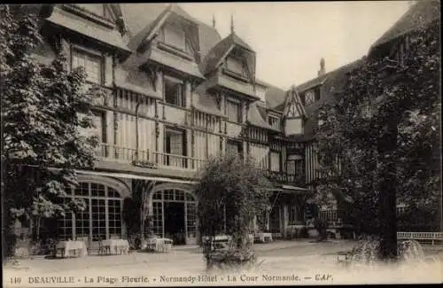 Ak Deauville Calvados, La Plage de Fleurie, Normandy Hotel