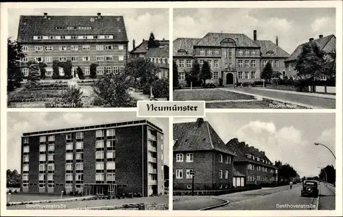 Ak Neumünster, Vizelinstift, Roon Schule, Beethovenstraße