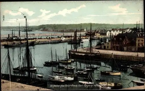 Ak Saint Helier Kanalinsel Jersey, Harbour from Fort Regent