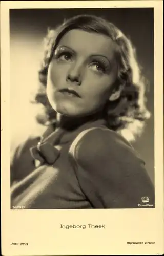 Ak Schauspielerin Ingeborg Theek, Portrait, Ross Verlag 9428 1