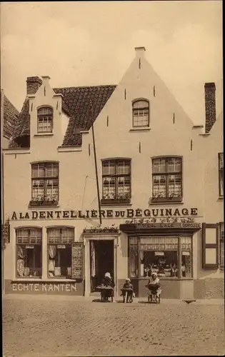 Ak Bruges Brügge Flandern Westflandern, Dentelliere du Beguinage, Spitzengeschäft, Klöpplerinnen