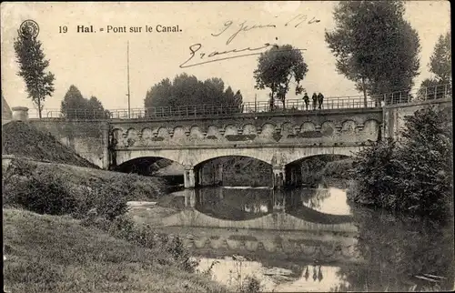 Ak Hal Flämisch Brabant Flandern, Pont sur le Canal