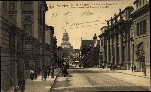 Ak Bruxelles Brüssel, Rue de la Regence et Palais des Beaux Arts