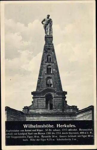 Ak Kassel Wilhelmshöhe Hessen, Blick auf den Herkules, Statue