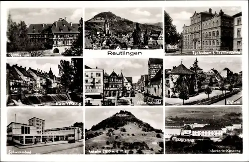 Ak Reutlingen in Baden Württemberg, Gymnasium, Technikum, Klein Venedig, Schwimmbad, Ypern Kaserne