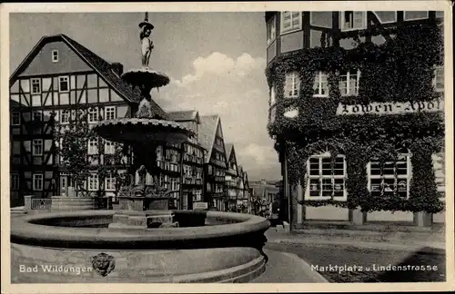 Ak Bad Wildungen in Nordhessen, Marktplatz, Lindenstraße