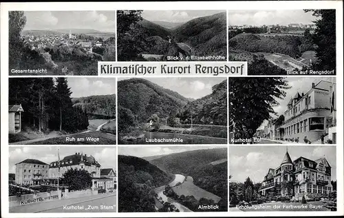 Ak Rengsdorf im Westerwald, Stadtansichten, Laubachsmühle, Kurhotel, Almblick, Panorama