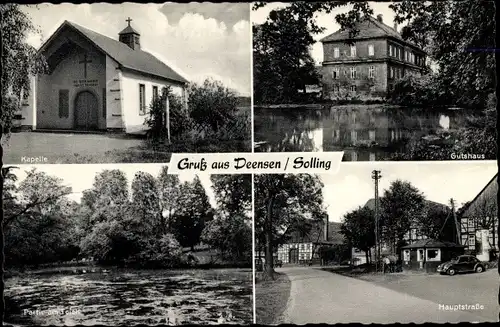 Ak Deensen in Niedersachsen, Gutshaus, Kapelle, Teich, Hauptstraße