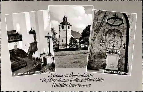 Ak Neunkirchen in Unterfranken, St. Cosmas und Damianskirche, Romanische Kapelle, Halle, Kanzel