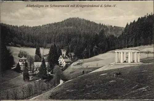 Ak Allerheiligen Oppenau im Schwarzwald, Ortsansicht mit Kriegerdenkmal