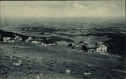 Ak Aschau im Chiemgau Oberbayern, Steinlingalm, Kampenwand mit Simsee, Panorama