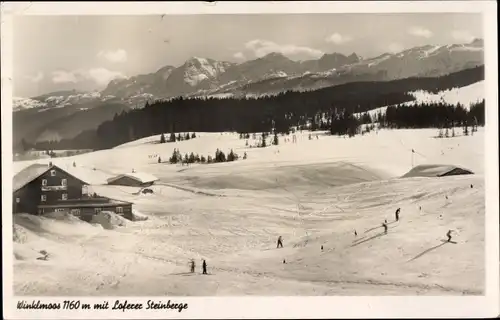 Ak Reit im Winkl Oberbayern, Winklmoos mit Loferer Steinberge, Winter Skipiste