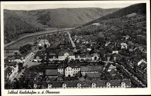 Ak Bad Karlshafen a. d. Oberweser, Blick auf Ort u. Fluß