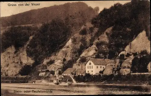 Ak Pegestorf an der Weser, Stein- oder Teufelsmühle