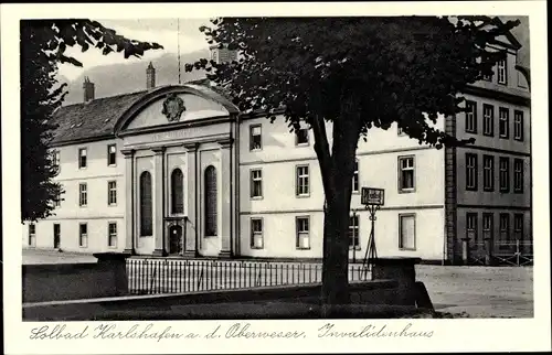 Ak Bad Karlshafen an der Oberweser Hessen, Partie am Invalidenhaus