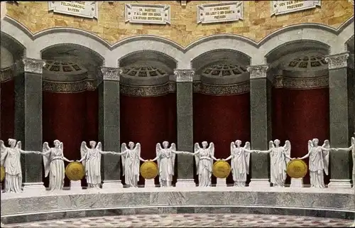 Ak Kelheim Niederbayern, Innenansicht von Befreiungshalle, Siegesgöttinnen, Feldherrentafeln