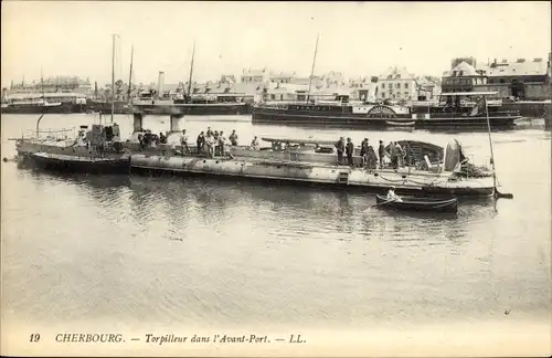 Ak Cherbourg Octeville Manche, Torpilleur dans lAvant Port, Torpedoboot