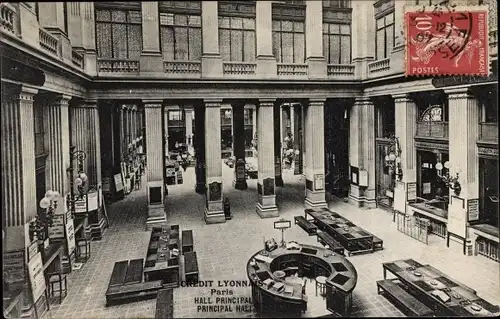 Ak Paris IX., Credit Lyonnais, Hall Principal