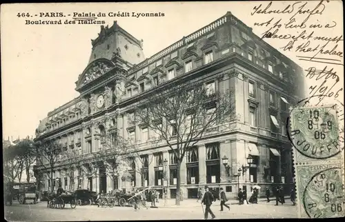 Ak Paris IX. Arrondissement Opéra, Palais du Credit Lyonnais, Boulevard des Italiens