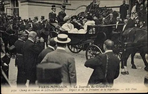Ak Paris XVI. Arrondissement Passy, Champ de Courses de Longchamp, President de la Republique