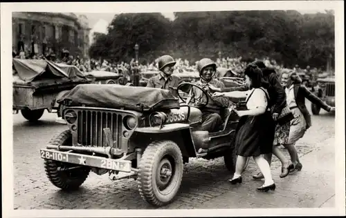 Ak Liberation de Paris, Bienvenue aux Jeeps, Amerikanische Soldaten